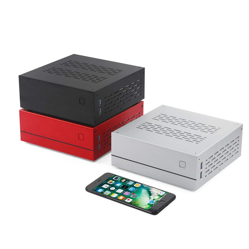 Goodisory هيكل كمبيوتر سطح المكتب Goodisory A01 Mini-ITX من الألمنيوم (زجاج مقسى فضي) - Image 2